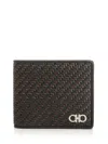 Ferragamo Woven Leather Bi-fold Wallet In Black