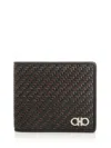 Ferragamo Woven Leather Bi-fold Wallet In Black