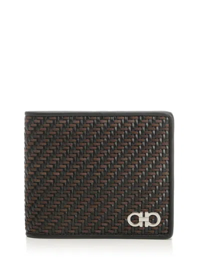FERRAGAMO GANCIO WOVEN CLASSIC WALLET WALLETS MULTICOLOR