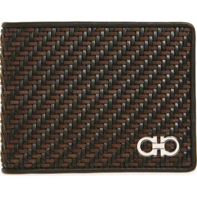 Ferragamo Gancio Woven Leather Bifold Wallet