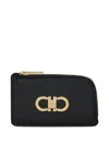 Ferragamo Gancio Zip Credit Card Holder In Black