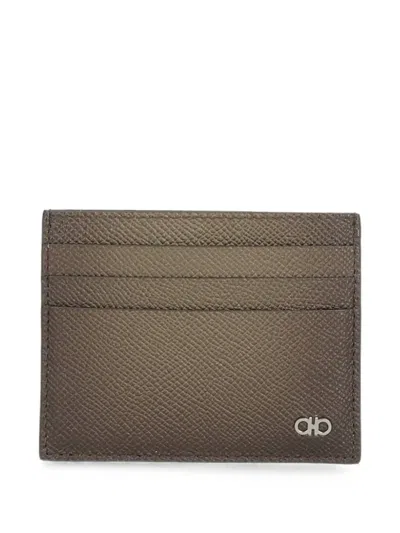 Ferragamo Gancio-plaque Card Holder In Brown