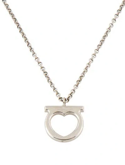 Pre-owned Ferragamo Ganici Heart Pendant Necklace, 16.25" In Multi
