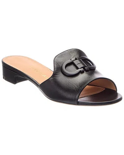 Ferragamo Ganicini Ornament Leather Flat In Black