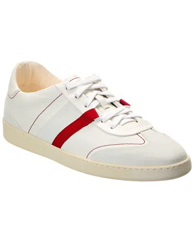 Ferragamo Garda Fresh Suede & Leather Sneaker In White