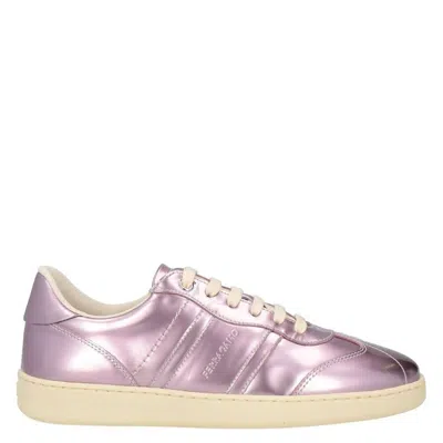 Ferragamo Garda Low-top Sneaker With Logo In Purple