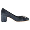 Ferragamo Garda Pumps In Blue Suede In Blue