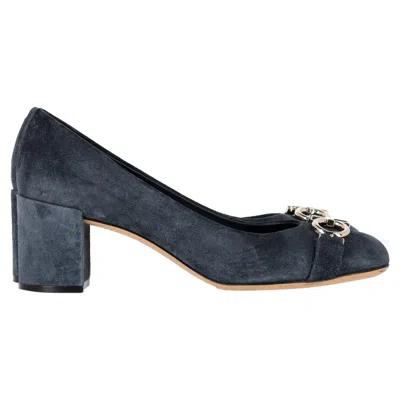 Ferragamo Garda Pumps In Blue Suede