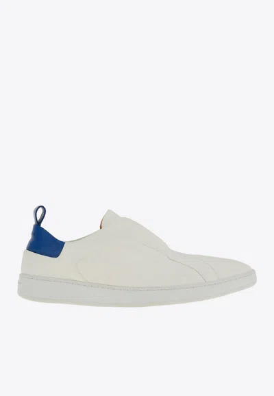 Ferragamo Garda Slip-on Leather Sneakers In White
