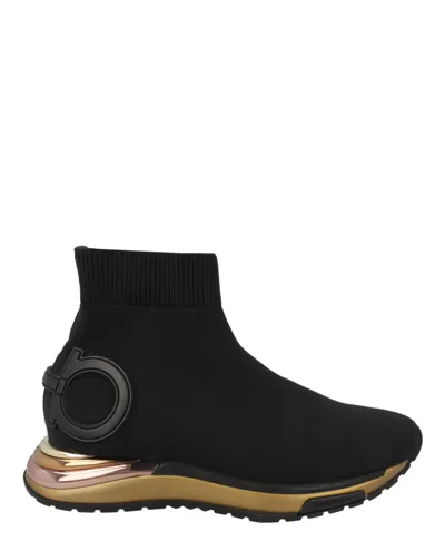 Ferragamo Gardena Ankle Sock Sneakers In Black
