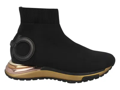 Pre-owned Ferragamo Gardena Ankle Sock Sneakers (women's) In Black