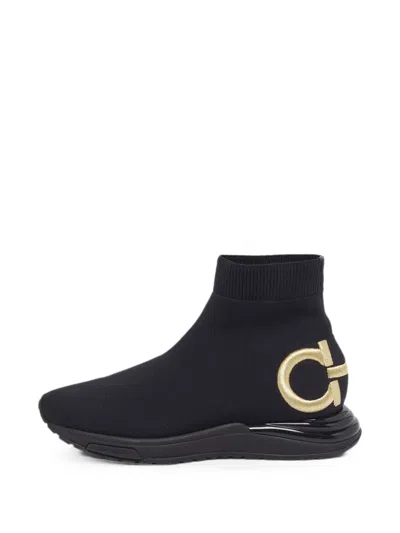 Pre-owned Ferragamo Gardena Gancini High-top Sneakers In Black