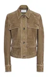 Ferragamo Garment-dyed Flocked Velvet Jacket In Brown