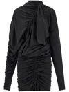 Ferragamo Gathered Detailing Minidress In Black