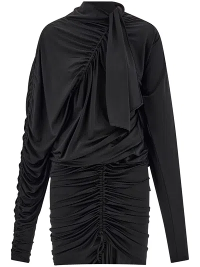 Ferragamo Gathered Detailing Minidress In Black