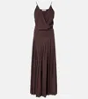 Ferragamo Gathered Gown In Brown