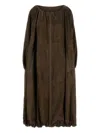 Ferragamo Suede Overcoat With Elastic Hem And Side Pockets In Braun