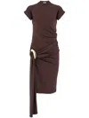 Ferragamo Gathered Jersey Dress In Brown