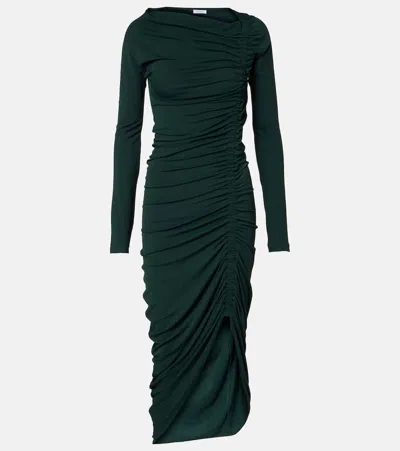 FERRAGAMO GATHERED JERSEY MIDI DRESS