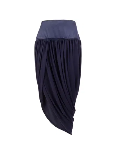 Ferragamo Gathered Midi Skirt In Blue