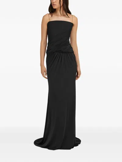 Ferragamo Gathered Top With Chain Detail In Black