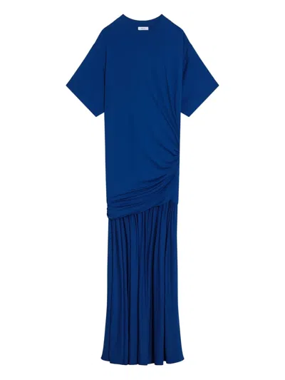 FERRAGAMO GATHERED-WAIST ASYMMETRIC DAY DRESS
