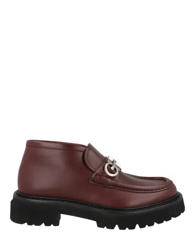 Ferragamo Geffer 2 Gancini Ankle Boots In Purple
