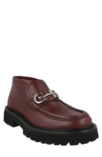 Ferragamo Geffer 2 Gancini Lug Sole Loafer In Brown