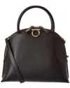 Ferragamo Gemini Leather Shoulder Bag In Black
