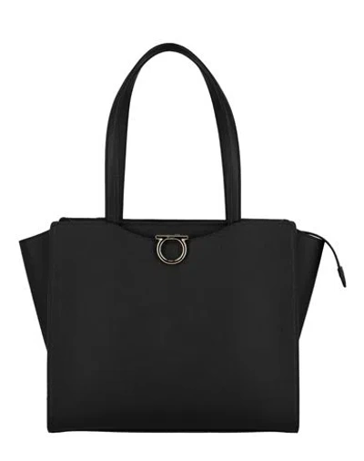 Ferragamo Gemini Leather Shoulder Bag Woman Shoulder Bag Black Size - Calfskin