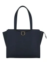 FERRAGAMO FERRAGAMO GEMINI LEATHER SHOULDER BAG WOMAN SHOULDER BAG BLUE SIZE - CALFSKIN