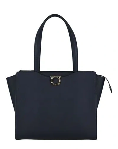 Ferragamo Gemini Leather Shoulder Bag Woman Shoulder Bag Blue Size - Calfskin