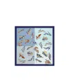 Ferragamo Genio Print Silk Scarf In Blue