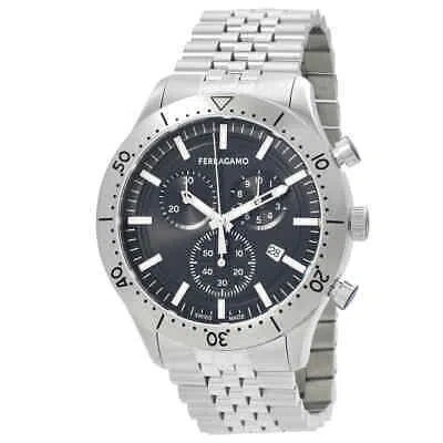 Pre-owned Ferragamo Gent Chrono Quartz Black Dial Men's Watch Sfu400423