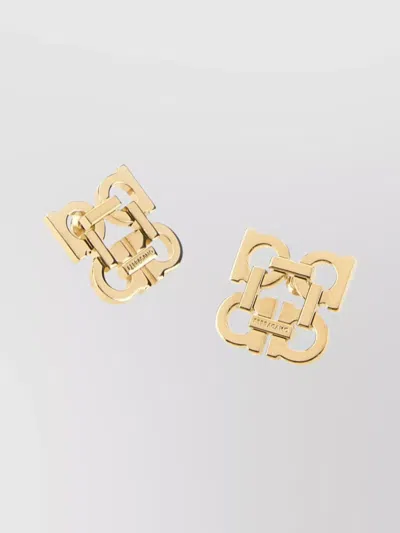 Ferragamo Geometric Design Metal Statement Earrings