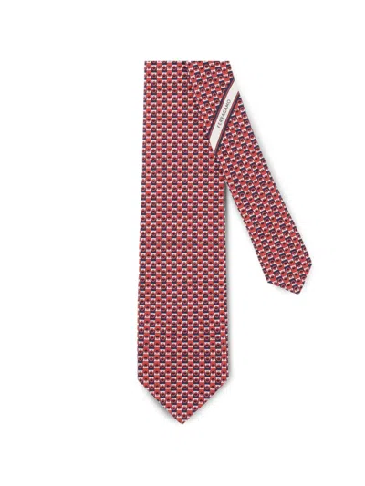 Ferragamo Geometric Diagonal Stripe Tie In Multi