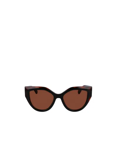Ferragamo Geometric Frame Sunglasses In Brown