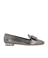 Ferragamo Geometric Heel Loafers In Gray