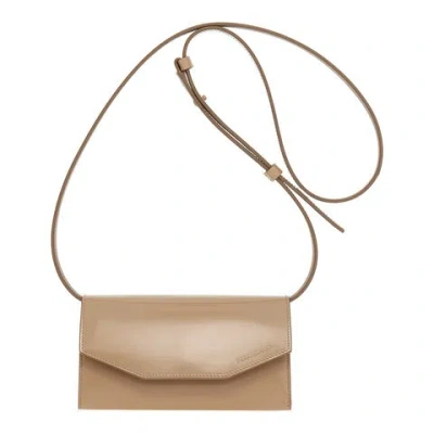 Ferragamo Geometric Leather Mini Clutch In Brown