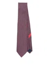 Ferragamo Geometric-pattern Silk Tie Contrast Trim In Red