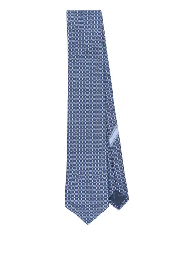 FERRAGAMO GEOMETRIC-PATTERN SILK TIE