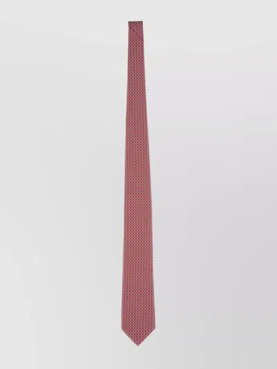 Ferragamo Geometric Pattern Slim Shape Bow Tie In Red