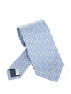 Ferragamo Vara Plaque Print Silk Tie Ties And Bow Ties Light Blue In Blue