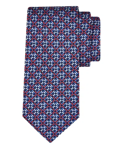 Ferragamo Geometric-patterned Tie In Blue