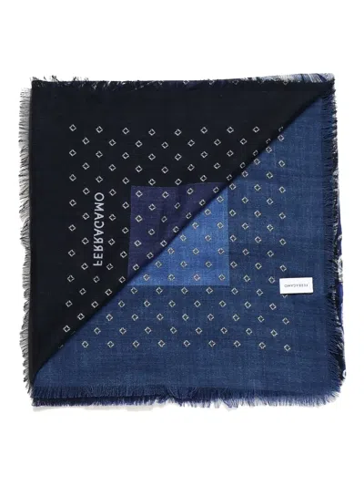 Ferragamo Geometric-print Scarf In Blue
