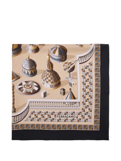 Ferragamo Geometric Print Scarf In Neutral
