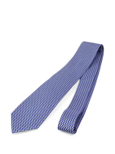 Pre-owned Ferragamo Geometric Silk Tie In Blue