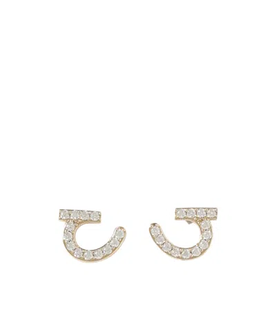Ferragamo Geometric Stud Embellished Earrings In Gold