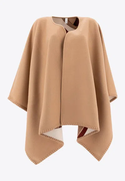 Ferragamo Geometrical Renaissance Print Reversible Cape In Beige