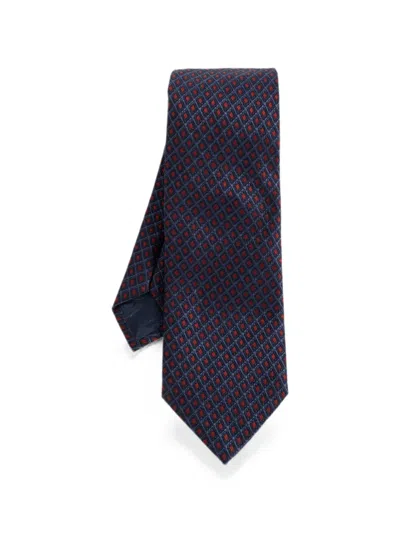 Ferragamo Geometric-pattern Silk Tie In Blue